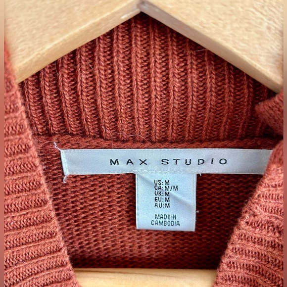 Max Studio Burnt Orange Wool-Blend Sweater - Button Shoulder Detail - Si… - Picture 10 of 10